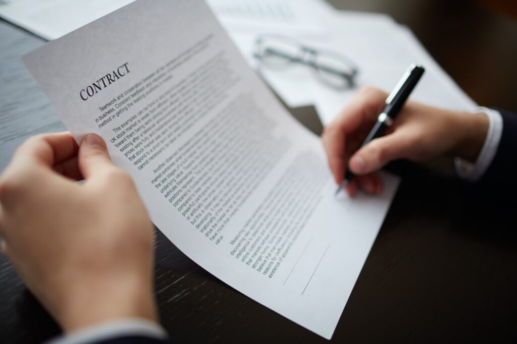 Businessman signing a contract